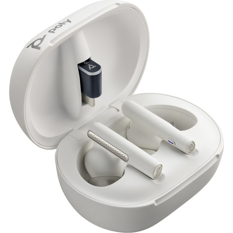 Poly Voyager Free 60/60+ Microsoft Teams Certified White Earbuds (2 Pieces)