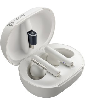 Poly Voyager Free 60/60+ Microsoft Teams Certified White Earbuds (2 Pieces)