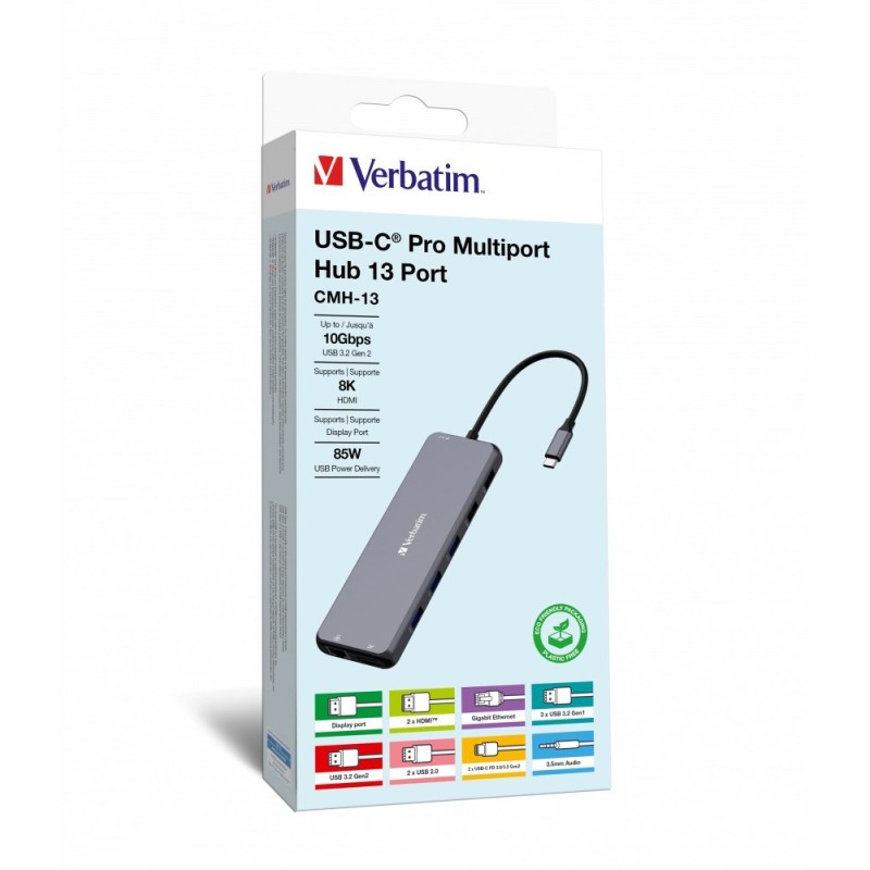 Verbatim CMH-13 USB Type-C 10000 Mbit/s Srebrny