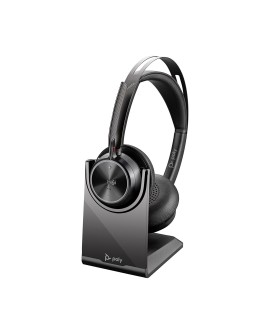 POLY Zestaw słuchawkowy Voyager Focus 2 z certyfikatem Microsoft Teams USB-C-C + przejściówka USB-C/A + podstawka ładująca