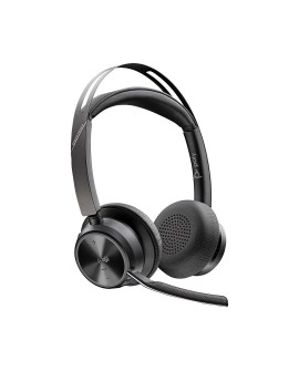 POLY Zestaw słuchawkowy Voyager Focus 2 z certyfikatem Microsoft Teams USB-C-C + przejściówka USB-C/A + podstawka ładująca