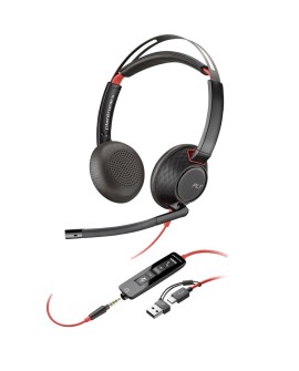 Poly Blackwire 5220 Stereo USB-C Headset +3.5mm Plug +USB-C/A Adapter (Bulk)