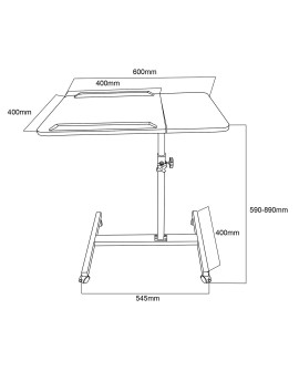 MACLEAN MOBILNE BIURKO/STAND NA LAPTOP, BIAŁE, REGULACJA WYSOKOŚĆ 59-89CM, MAX. 30KG MC-121 W