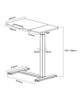 MACLEAN MOBILNE BIURKO/STAND NA LAPTOP, CZARNE, REGULACJA WYSOKOŚCI 76-109CM, MAX. 30KG MC-120 B
