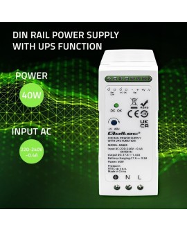 QOLTEC ZASILACZ NA SZYNĘ DIN Z FUNKCJĄ UPS | 40W