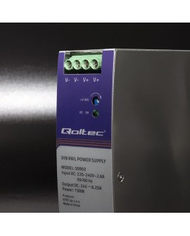 QOLTEC ZASILACZ NA SZYNĘ DIN PRZEMYSŁOWY | 150W | 24V | 6.25A
