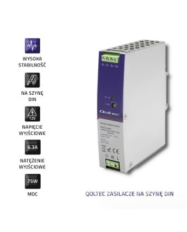 QOLTEC ZASILACZ NA SZYNĘ DIN PRZEMYSŁOWY | 75W | 12V | 6.3A