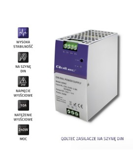 QOLTEC ZASILACZ NA SZYNĘ DIN PRZEMYSŁOWY | 240W | 24V | 10A