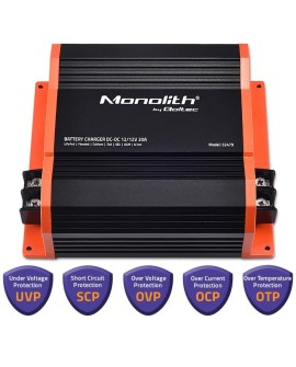 QOLTEC ŁADOWARKA DC-DC MONOLITH DO AKUMULATORÓW LIFEPO4 AGM 12V-12V | 20A | 250W