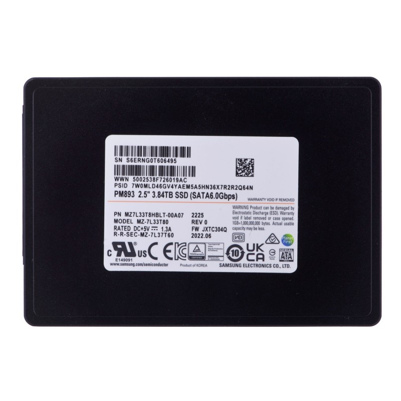 Dysk SSD Samsung PM893 3.84TB SATA 2.5" MZ7L33T8HBLT-00A07 (DWPD 1)