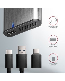 AXAGON EEM2-SG2 RAW BOX Etui zewnętrzne na dyski SSD M.2 USB-C 3.2 Gen 2 - srebrny