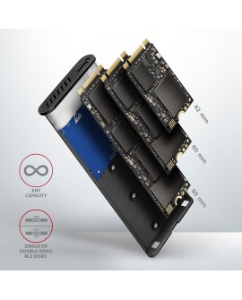 AXAGON EEM2-SG2 RAW BOX Etui zewnętrzne na dyski SSD M.2 USB-C 3.2 Gen 2 - srebrny