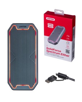 UNITEK OBUDOWA DYSKU USB-C M.2 SSD NVME/SATA, 10GBPS, RGB