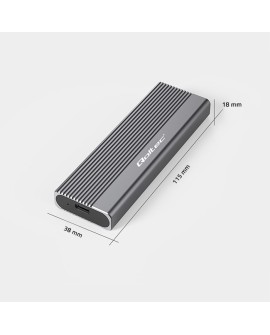 QOLTEC OBUDOWA NA DYSK SSD M.2 | SATA | NGFF | USB-C | SUPER SPEED | 2TB | SZARY