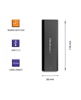 QOLTEC OBUDOWA DO DYSKÓW KIESZEŃ M.2 SATA SSD | NVME | USB TYP C