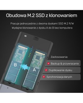 UNITEK OBUDOWA NA DYSK/KLONOWANIE 2XM.2, PCIE/NVME