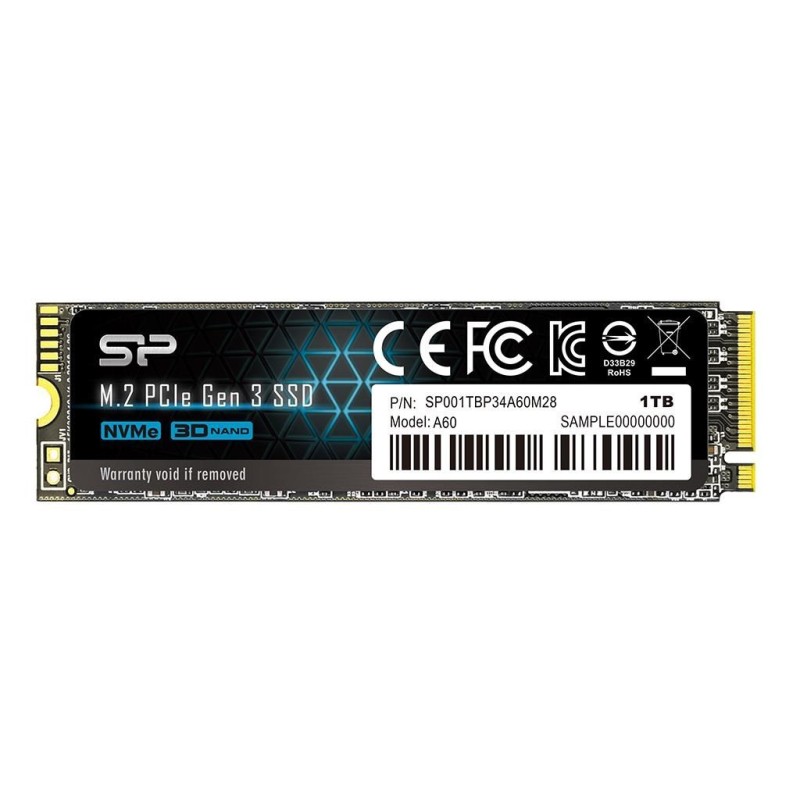 Dysk SSD Silicon Power A60 1TB M.2 PCIe NVMe Gen3x4 TLC 2200/1600 MB/s (SP001TBP34A60M28)