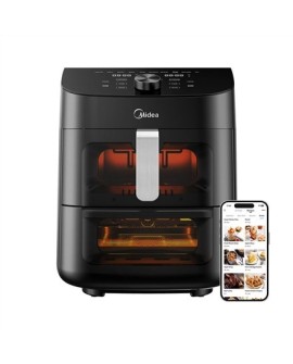 Dwustrefowe urządzenie Airfryer Midea | MAD1100DADK | Moc 1850 W | Pojemność 4,4/6,4 L | Technologia Rapid Air | Czarny
