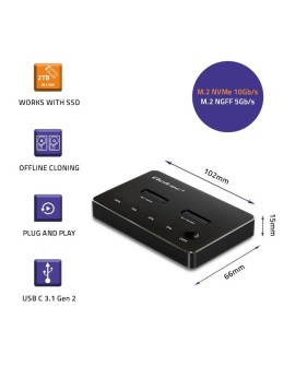 QOLTEC STACJA DOKUJĄCA DYSKÓW SSD M.2 | NVME | SATA | USB-C | DUAL 2 X 2TB