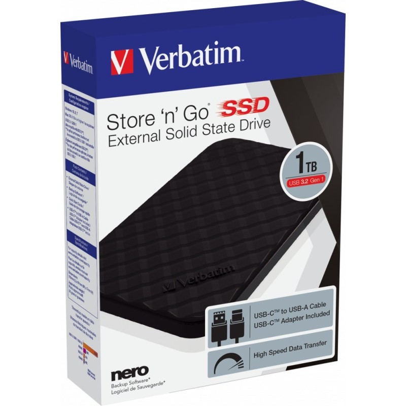 VERBATIM DYSK ZEWNĘTRZNY SSD 2.5" STORE N GO 1TB USB-C 3.2 53230