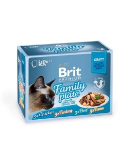 BRIT Premium Cat Pouch Gravy Fillet Family Plate - mokra karma dla kota - 12 x 85 g