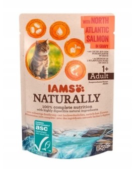 IAMS Naturally Adult z łososiem północnoatlantyckim w sosie 85g kot
