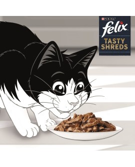 FELIX Tasty Shreds z kaczką i indykiem - mokra karma dla kota - 4x 80g