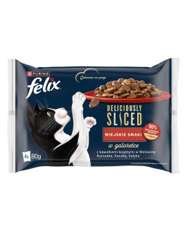 FELIX Deliciously Sliced Wiejskie Smaki - mokra karma dla kota - 4x 80 g