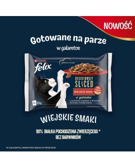 FELIX Deliciously Sliced Wiejskie Smaki - mokra karma dla kota - 4x 80 g