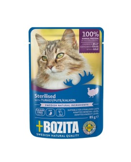Bozita Sterylizowane kawałki w galaretce z indykiem- mokra karma dla kota - 85g