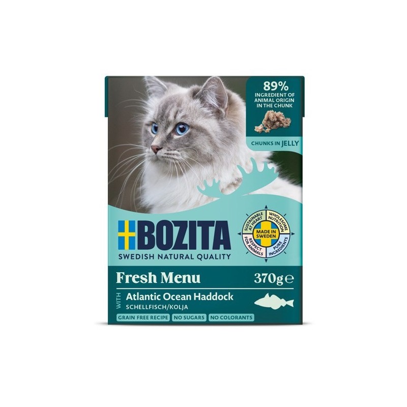BOZITA Mięsne kawałki z łupaczem w galaretce 370g