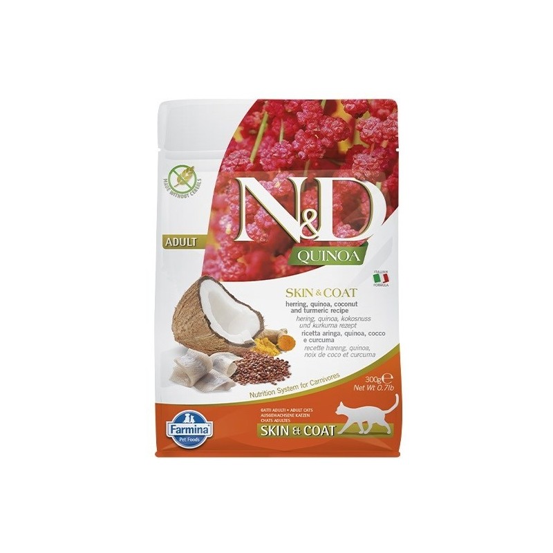 FARMINA N&D Quinoa Skin&Coat Cat Herring and Coconut Adult - sucha karma dla kota - 300 g