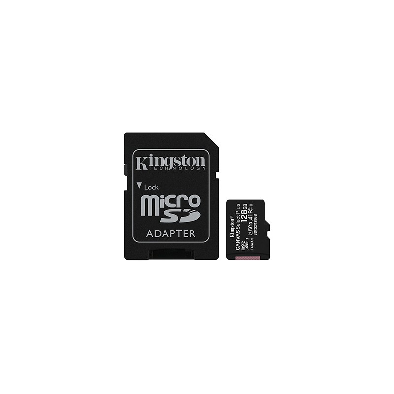 Kingston karta Canvas Select Plus, 128GB, micro SDXC, SDCS2/128GB, UHS-I U1 (Class 10), z adapterm, A1