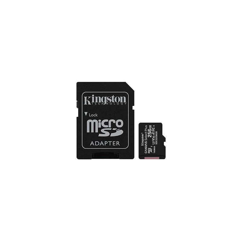 Kingston karta Canvas Select Plus, 256GB, micro SDXC, SDCS2/256GB, UHS-I U1 (Class 10), z adapterm, A1