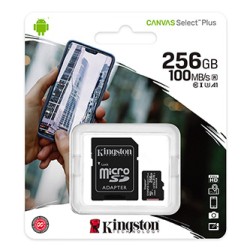 Kingston karta Canvas Select Plus, 256GB, micro SDXC, SDCS2/256GB, UHS-I U1 (Class 10), z adapterm, A1
