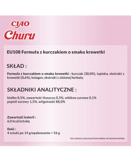 Przysmak CHURU Kurczak z krewetkami dla kota 4x14g