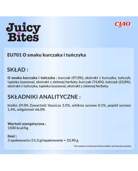 INABA CAT JUICY BITES kurczak i tunczyk - przysmak dla kota 3 x 11 g