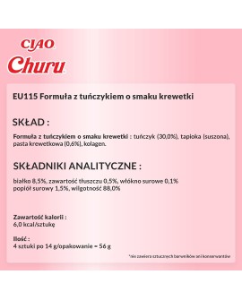 INABA Churu Tuńczyk z krewetkami - przysmak dla kota - 4x14 g
