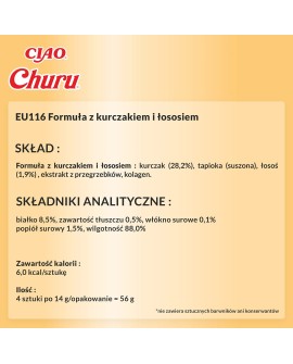 INABA Churu Kurczak z łososiem - przysmak dla kota - 4x14 g