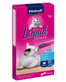 VITAKRAFT Cat Liquid Snack - przysmak dla kota w płynie: łosoś, Omega 3 6 szt.
