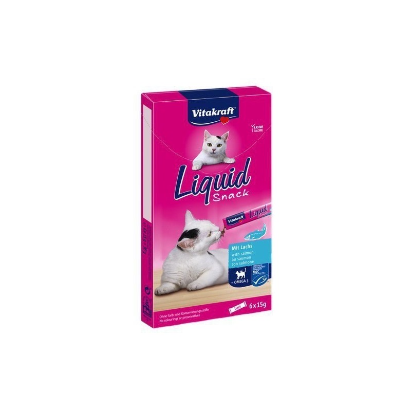 VITAKRAFT Cat Liquid Snack - przysmak dla kota w płynie: łosoś, Omega 3 6 szt.