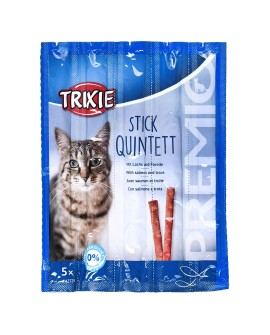 TRIXIE Stick Quintett Premio Paluszki z łososiem i pstrągiem - przysmak dla kota - 5x5 g