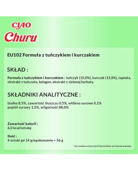INABA Churu Tuńczyk z kurczakiem - przysmak dla kota - 4x14 g