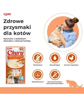 INABA Churu Kurczak z wołowiną - przysmak dla kota - 4x14 g
