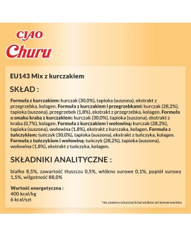 INABA CAT CHURU VARIETIES kurczak - przysmak dla kota 40x14 g