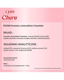 Przysmak CHURU Tuńczyk z łososiem dla kota 4x14g