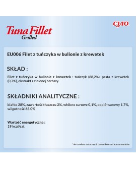 INABA Grilled Tuna Tuńczyk w bulionie o smaku kalmarów - przysmak dla kota - 15 g