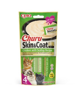 INABA Churu Skin&Coat Kurczak z przegrzebkami - przysmak dla kota - 4x14 g
