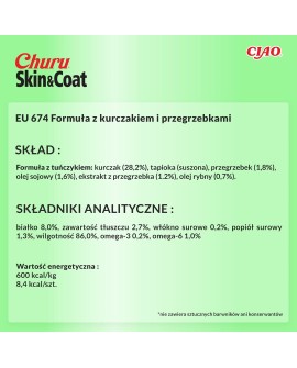 INABA Churu Skin&Coat Kurczak z przegrzebkami - przysmak dla kota - 4x14 g