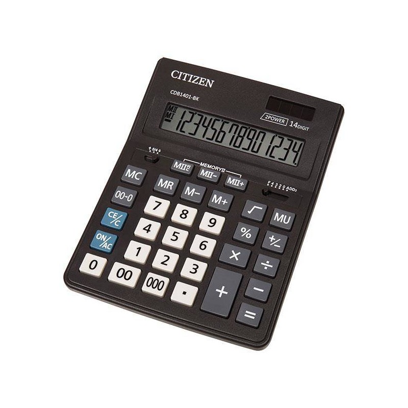 Kalkulator 205x155x35mm CITIZEN Business Line CDB1401BK czarny solarne+bateria LR1130